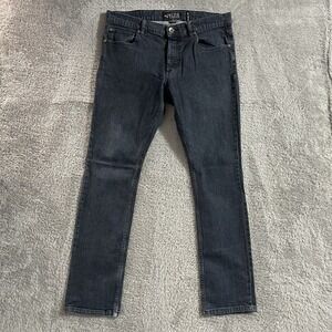 XXX Rude Jeans Mens Size 36x32 Slim‎ Straight Button Fly Blue Denim Dark Wash